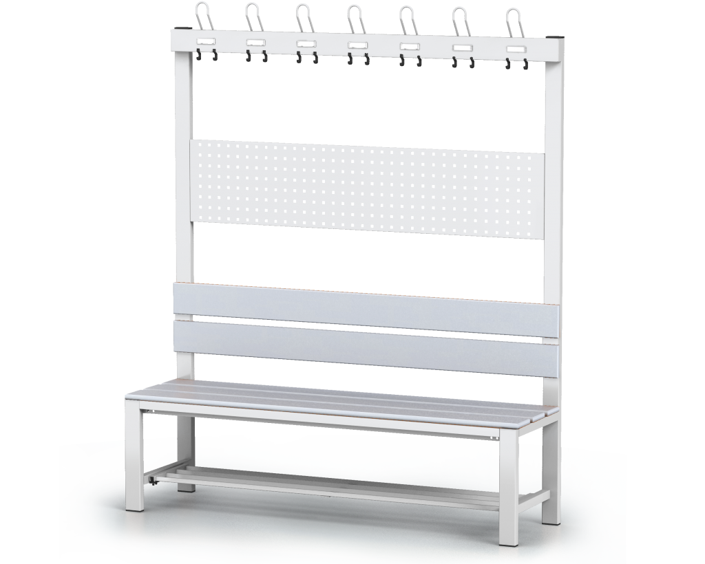 Benches with backrest and racks, PVC sticks -  with a reclining grate 1800 x 1500 x 430